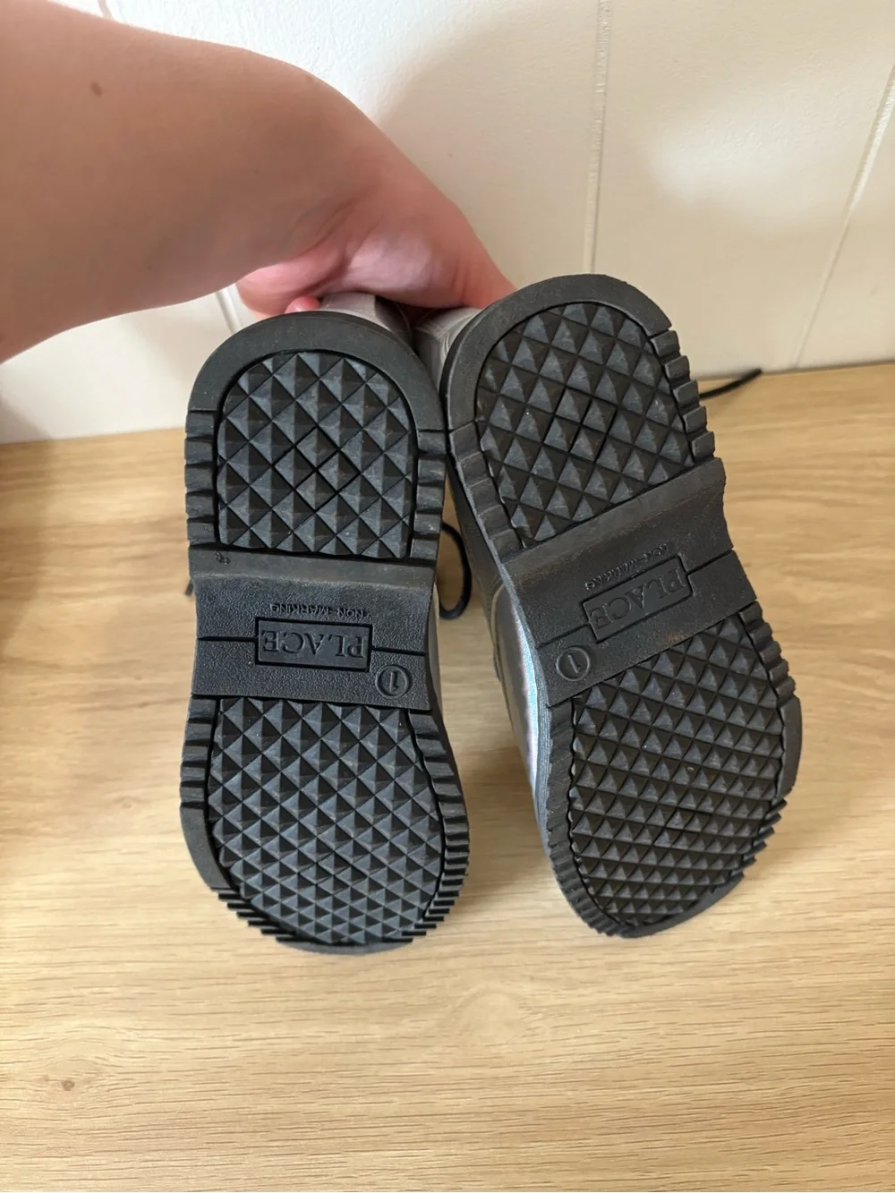 The Children's Place Iridescent Holographic Combat Boots with Black Soles